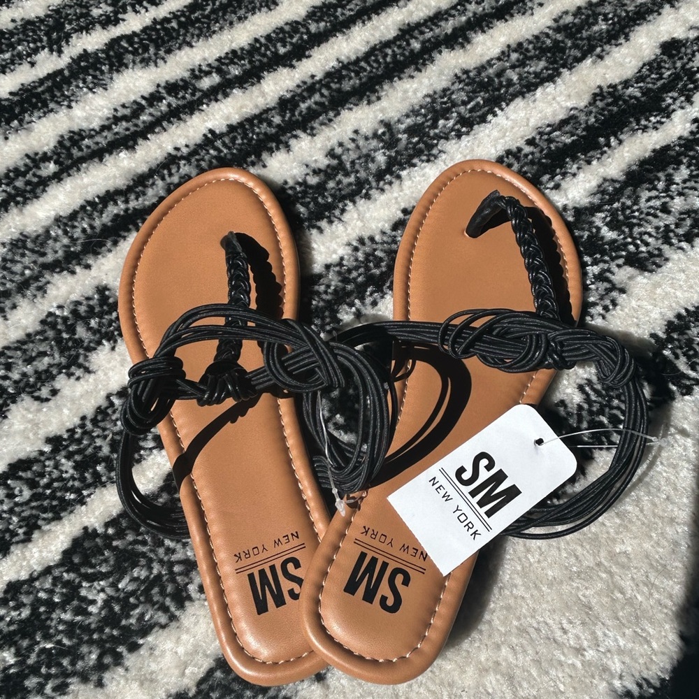 🖤 SM New York Braided Wrap Sandals – Size 10 (Fit Like 9) – New